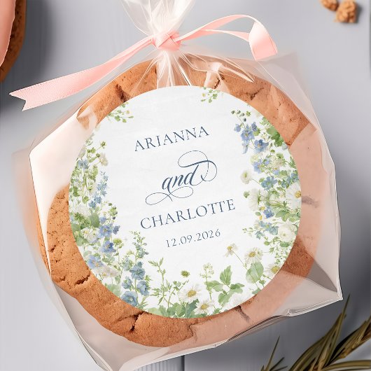 Spring Garden Floral Wedding Sticker ラウンドシール