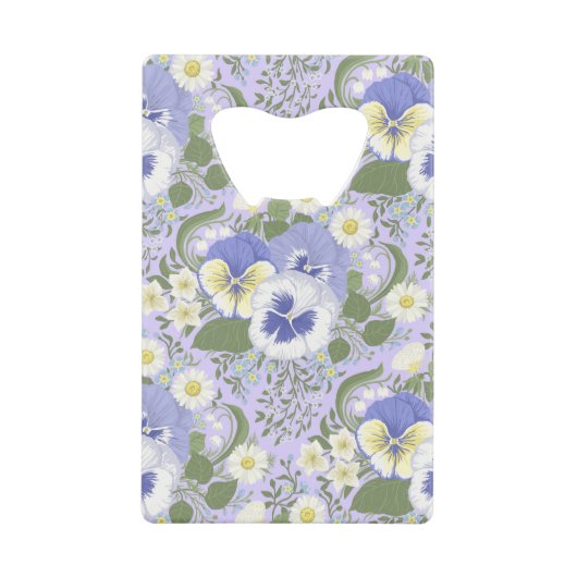 Spring Garden flowers on lavender クレジットカード栓抜き (正面)