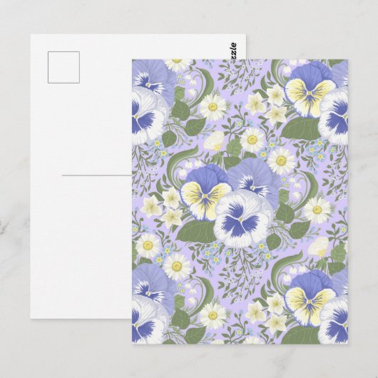 Spring Garden flowers on lavender ポストカード (正面/裏面)