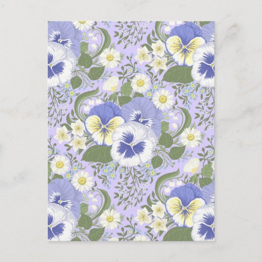 Spring Garden flowers on lavender ポストカード (正面)