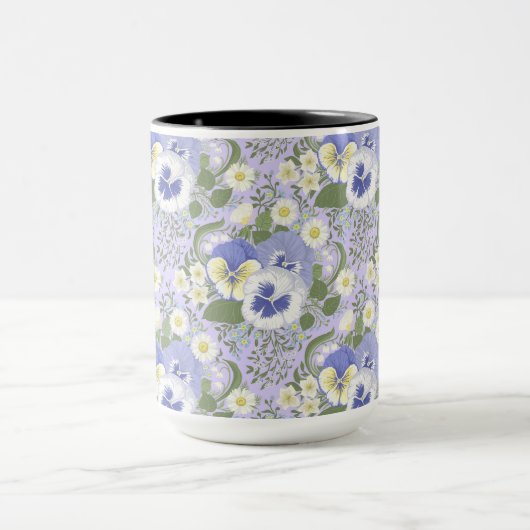 Spring Garden flowers on lavender マグカップ (中央)