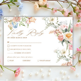 Spring garden pastel floral wildflower wedding 出欠カード