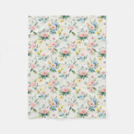 spring garden pastel florals フリースブランケット