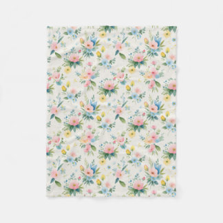 spring garden pastel florals フリースブランケット