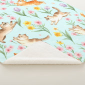 Spring Garden Romp – Playful Cats & Blossoms シェルパブランケット (3/4)