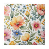 Spring Garden Symphony - Watercolor Wildflower Pat タイル (正面)