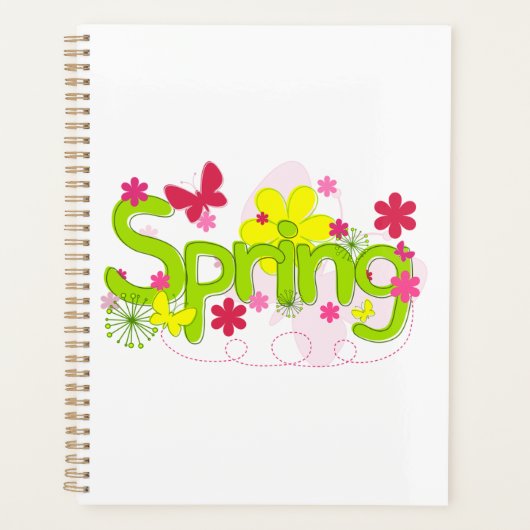 Spring Garden Typography Flowers Butterflies プランナー手帳 (正面)