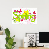 Spring Garden Typography Flowers Butterflies ポスター (ホームオフィス)
