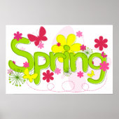 Spring Garden Typography Flowers Butterflies ポスター (正面)