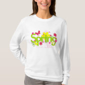 Spring Garden Typography Flowers Butterflies Tシャツ (正面)