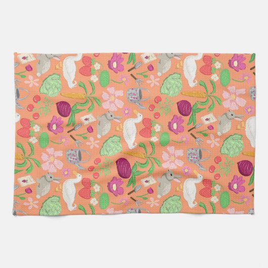 Spring Gardening Theme Kitchen Towel キッチンタオル (横)