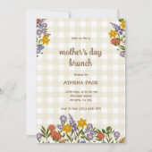 Spring Gingham Floral Mother's Day 招待状 (正面)