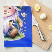 Spring Gnome with Bunny and Bluebird キッチンタオル (四つ折り)