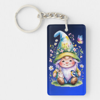 Spring Gnome with Bunny and Bluebird キーホルダー
