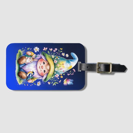 Spring Gnome with Bunny and Bluebird ラゲッジタグ (正面横)