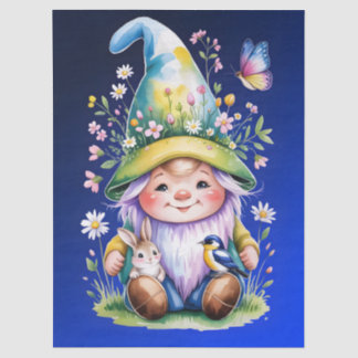 Spring Gnome with Bunny and Bluebird 薄葉紙