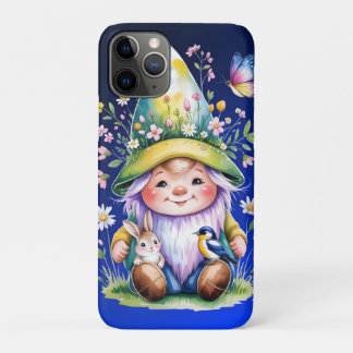 Spring Gnome with Bunny and Bluebird iPhone 11 Proケース