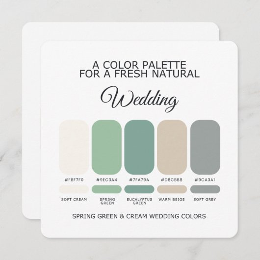 Spring Green and Cream Wedding Color Palette Card 招待状 (正面/裏面)