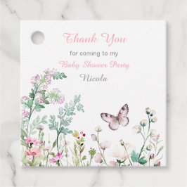 Spring Green Butterfly Floral Baby Shower フェイバータグ