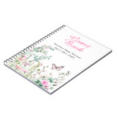 Spring Green Butterfly Floral Wedding ノートブック (左側)