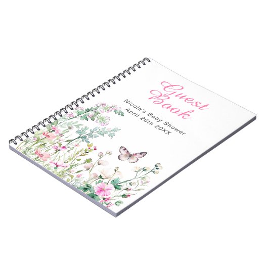 Spring Green Butterfly Floral Wedding ノートブック (左側)