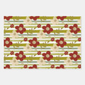Spring Green Red Botanical Bloom Watercolor TMF26 ラッピングペーパーシート (正面3)