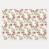 Spring Green Red Botanical Bloom Watercolor TMF26 ラッピングペーパーシート (正面2)