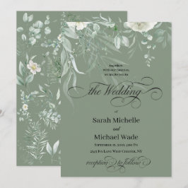 Spring Greenery Calligraphy Wedding Invitation 招待状