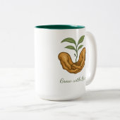 Spring Growth Mug - Earth Day, Plant, Gardening ツートーンマグカップ (正面右)