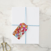 Spring Handmade sewn fabric Flowers Multicolor ギフトタグ (より糸付き)