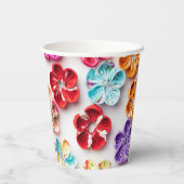 Spring Handmade sewn fabric Flowers Multicolor 紙コップ (裏面)