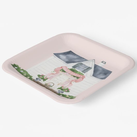 Spring | Happy Easter | House ペーパープレート (傾斜あり)