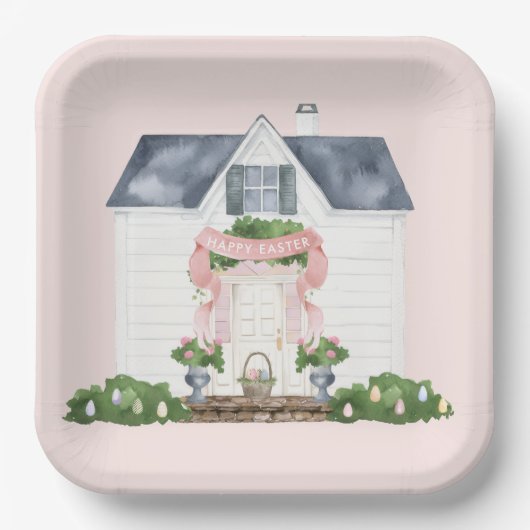 Spring | Happy Easter | House ペーパープレート (正面)
