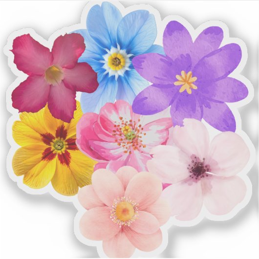 Spring Harmony - Mixed Watercolor Flower Bouquet シール (正面)