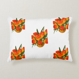 Spring Harmony – Orange & Yellow Tulips アクセントクッション