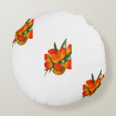 Spring Harmony – Orange & Yellow Tulips ラウンドクッション (裏面)