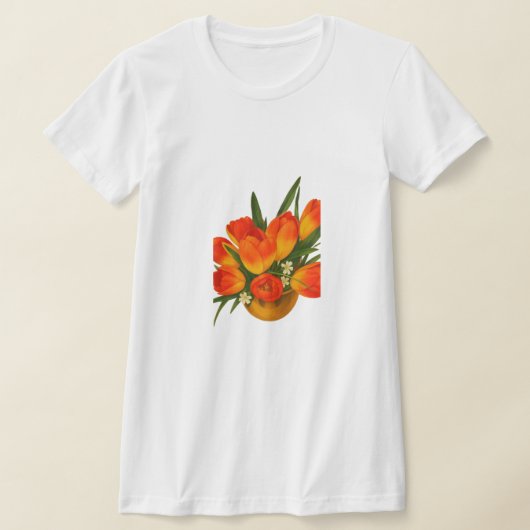 Spring Harmony – Orange & Yellow Tulips Tシャツ (レイダウン)