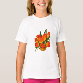 Spring Harmony – Orange & Yellow Tulips Tシャツ