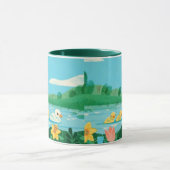 Spring Harmony – Whimsical Duck Family by the Lake マグカップ (中央)