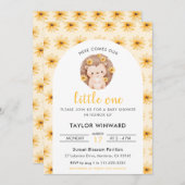 Spring Hedgehog and Daisy Baby Shower 招待状 (正面/裏面)