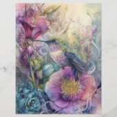 SPRING HUMMINGBIRD FLORAL GARDEN SCRAPBOOK PAPER (正面)