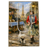 Spring In Paris Poodle  ミディアムペーパーバッグ (裏面)