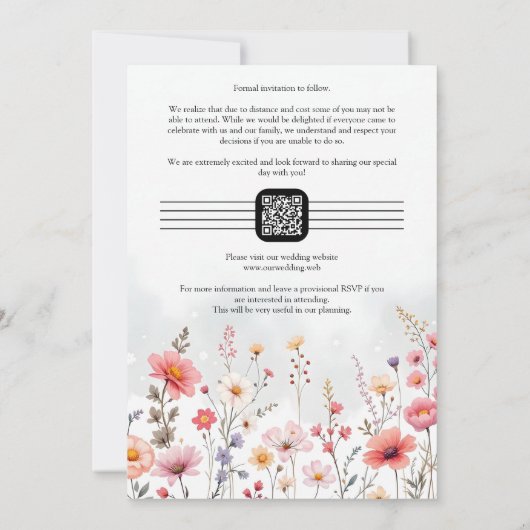 Spring-Inspired Rustic Boho Romantic Wildflowers セーブザデート (裏面)