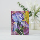 Spring Iris Flower mixed media collage Postcard ポストカード (スタンド正面)