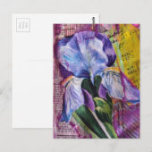 Spring Iris Flower mixed media collage Postcard ポストカード (正面/裏面)