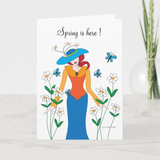 Spring is here Girl in a Garden Card カード (正面)