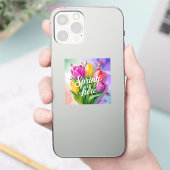 "Spring is Here" Tulip Bouquet Illustration シール (スマートフォン)