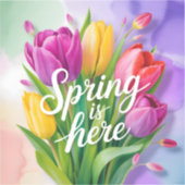 "Spring is Here" Tulip Bouquet Illustration シール (正面)