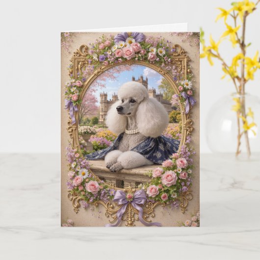 Spring Is In The Air, Poodle Blank Card カード (黄色い花)