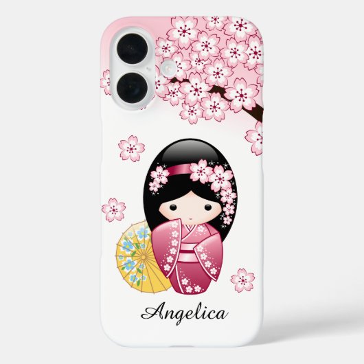 Spring Kokeshi Doll - Cute Japanese Geisha Girl Case-Mate iPhoneケース (裏面)